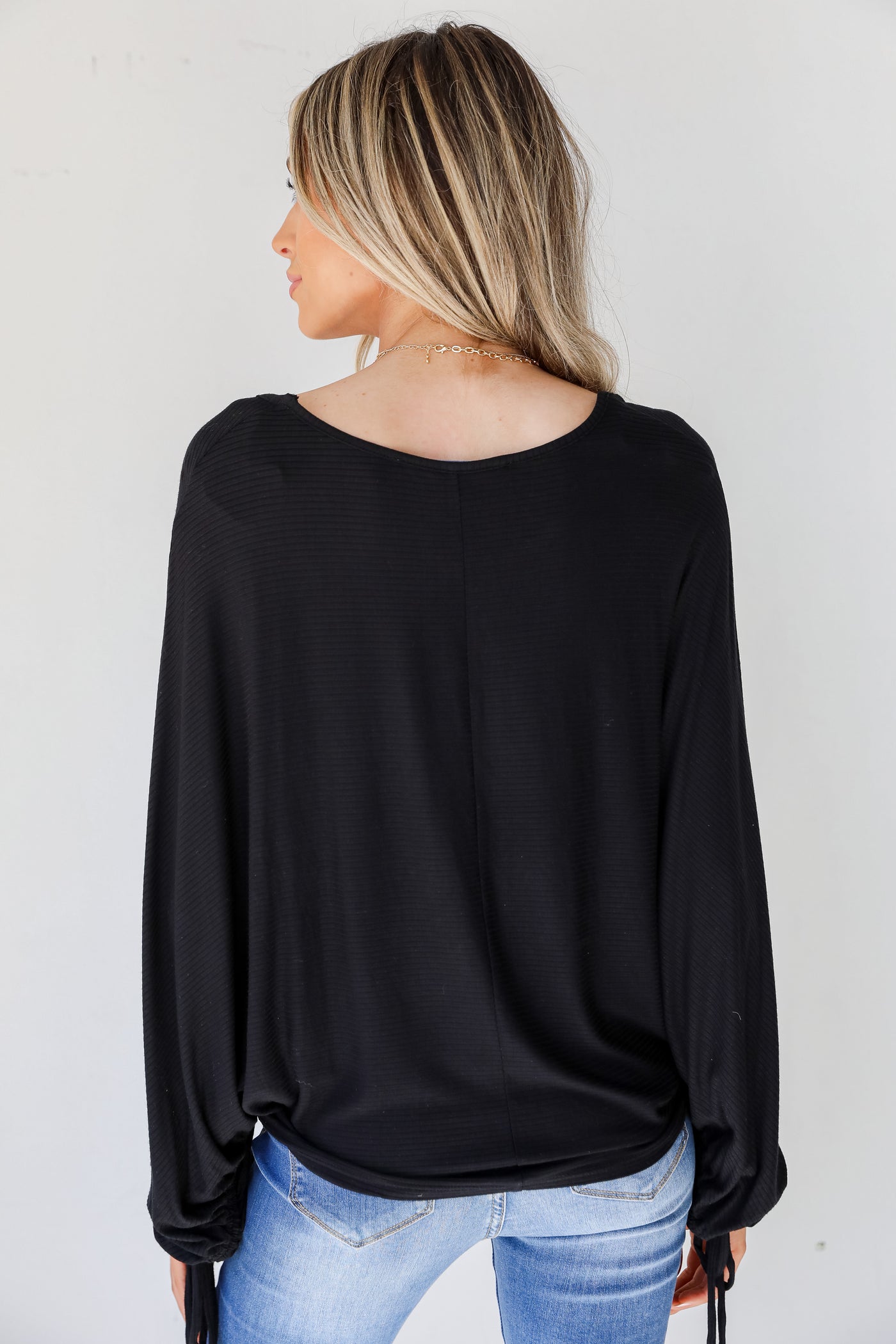 Ribbed Top in black back view