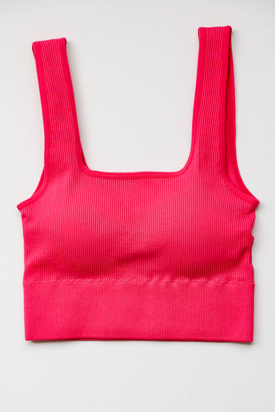 hot pink Ribbed Padded Bralette