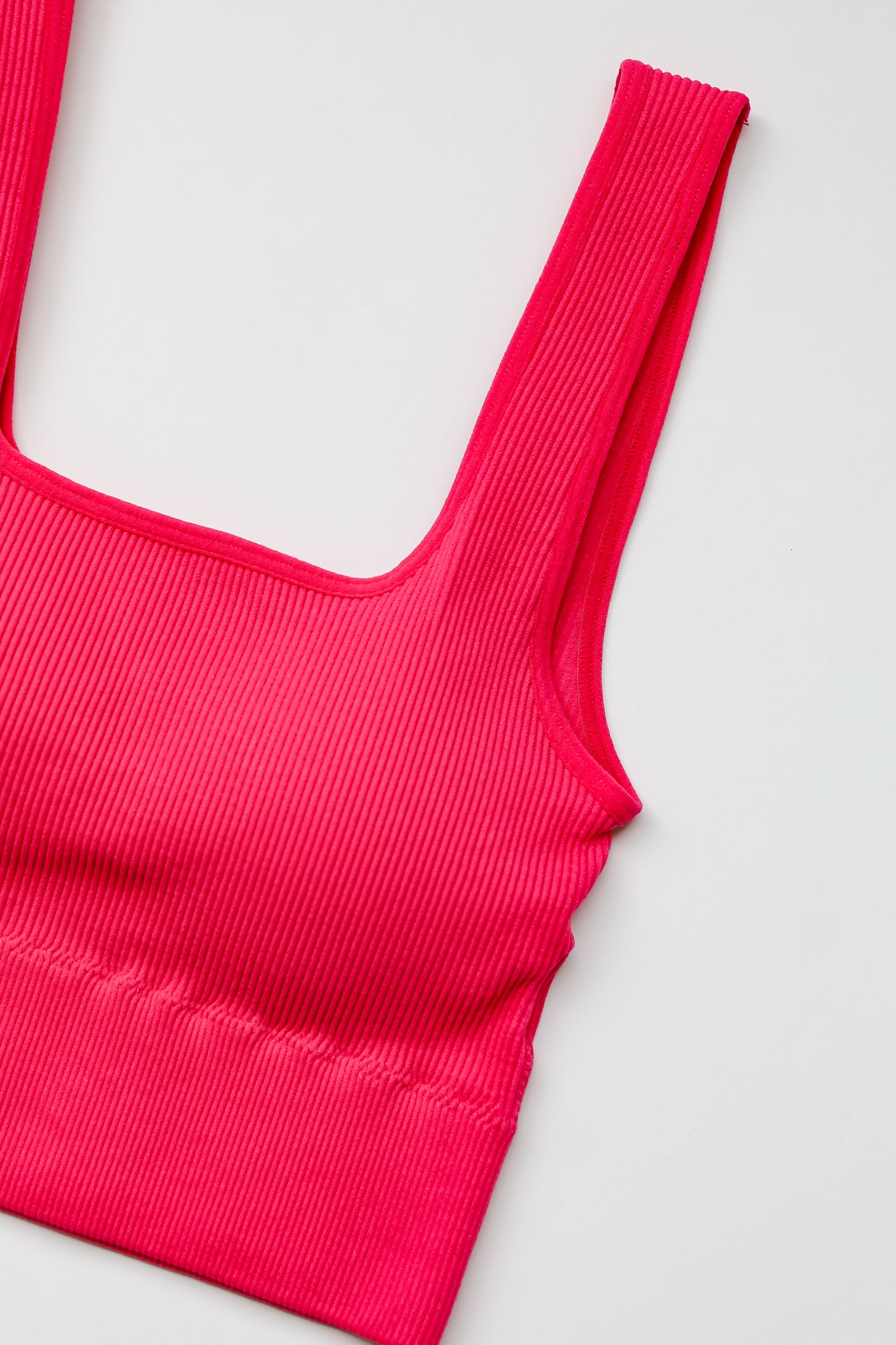 hot pink Ribbed Padded Bralette close up