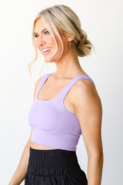 purple Ribbed Padded Bralette side view