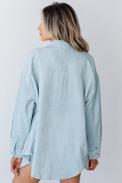 Corduroy Shacket in mint back view