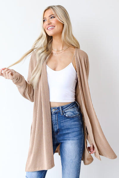 Corded Cardigan in camel