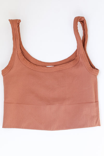 Seamless Cropped Tank in cognac flat lay