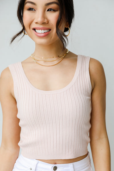 Cropped Sweater Tank in blush front view