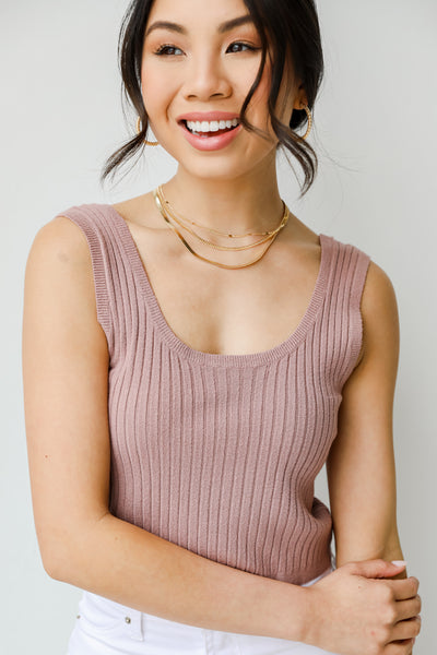 Cropped Sweater Tank in mocha front view