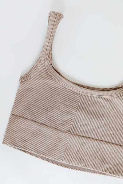 Seamless Ribbed Cropped Tank in brown flat lay