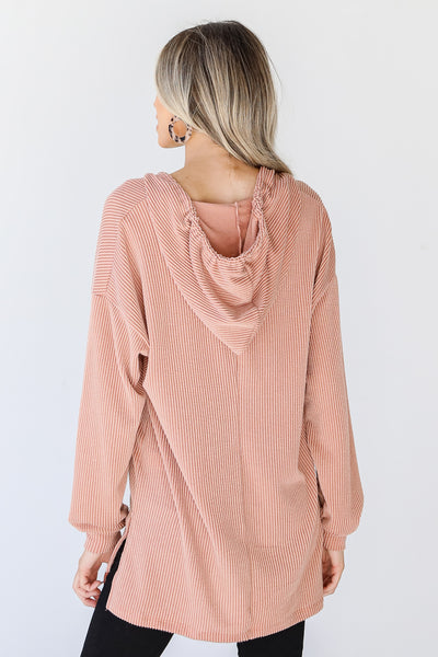 Corded Hoodie in blush back view
