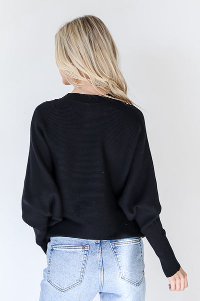 Ribbed Sweater in black back view