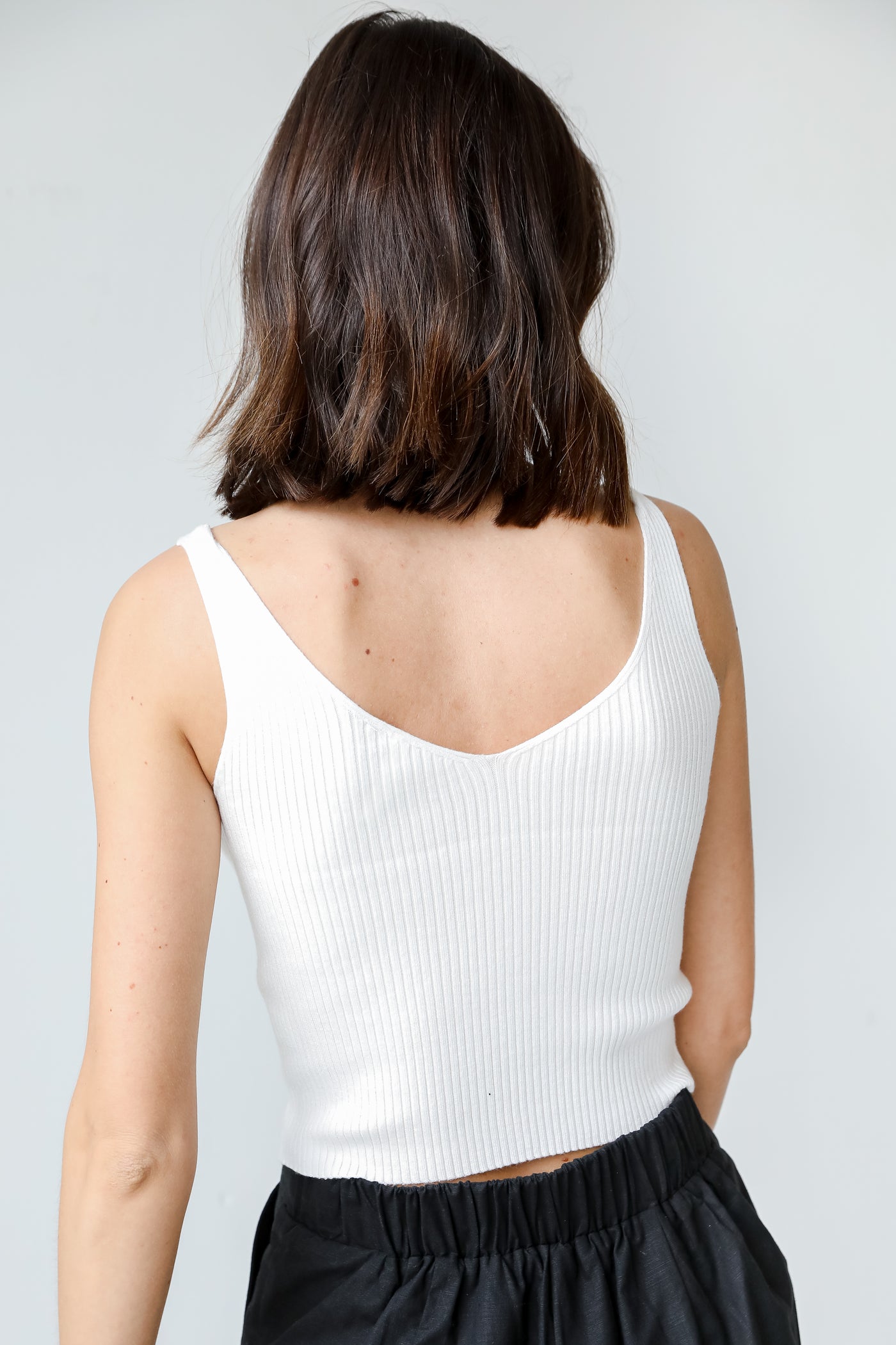 Ribbed Tank in white back view