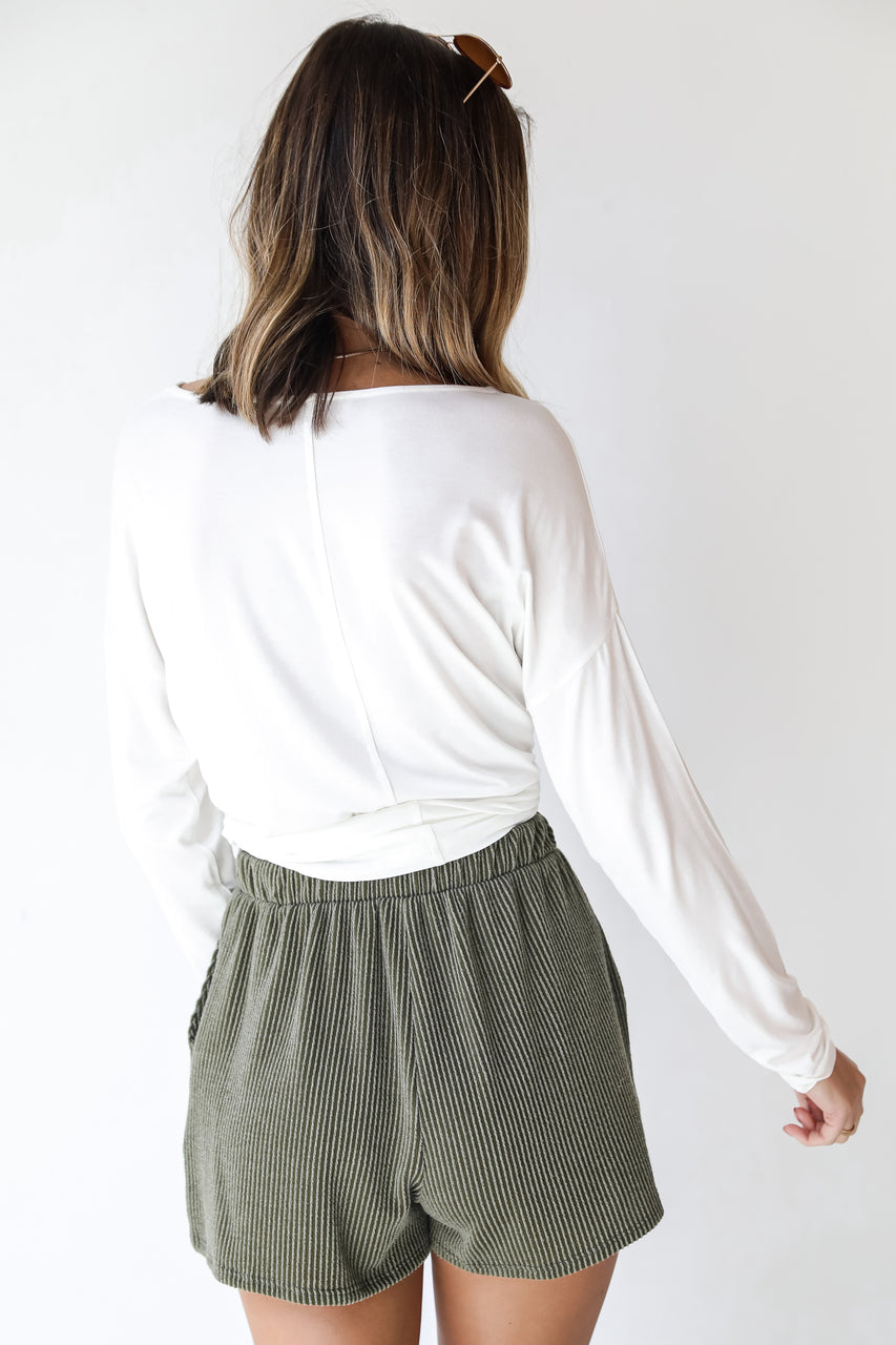 Corded Shorts in olive back view