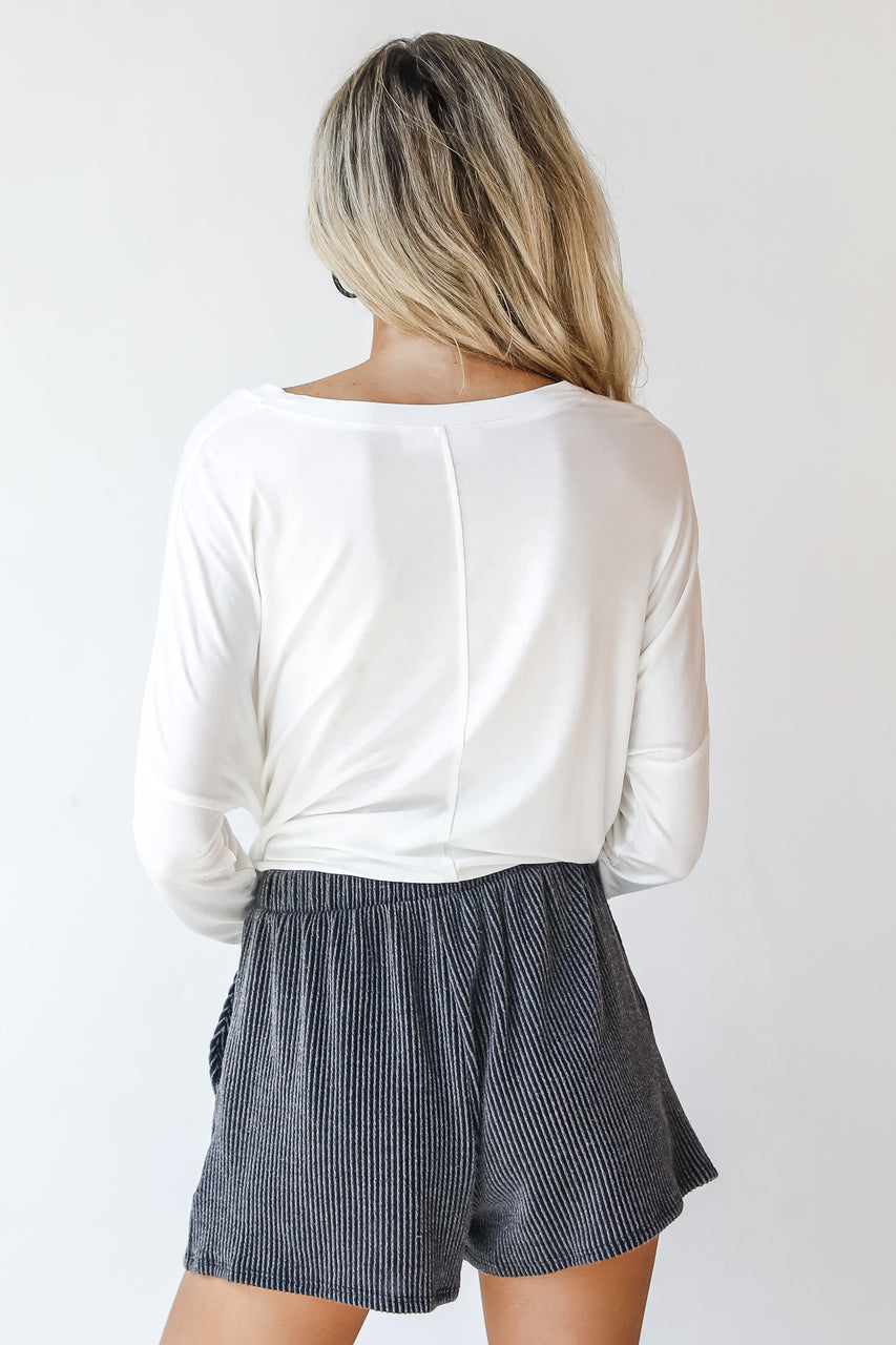 Corded Shorts in charcoal back view