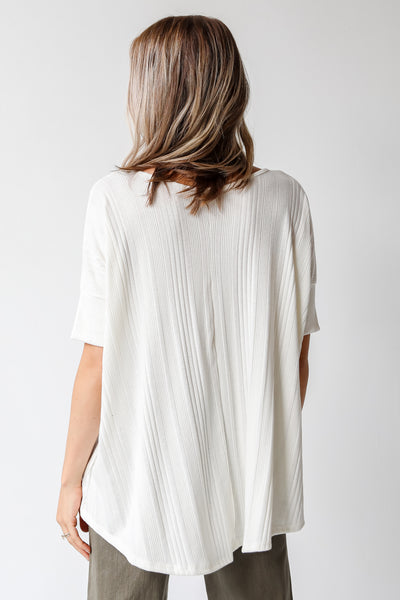 white ribbed tee back view