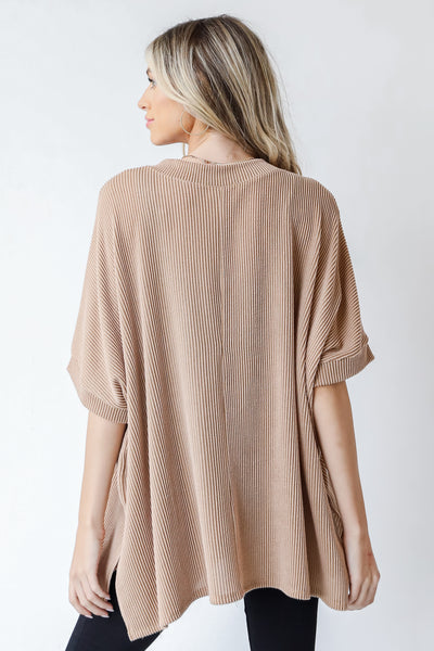Oversized Corded Top in camel back view