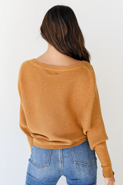 camel ribbed Sweater back view