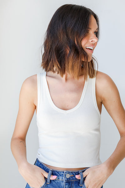 Ribbed Tank in ivory