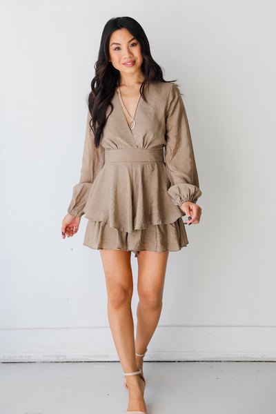 taupe Romper front view