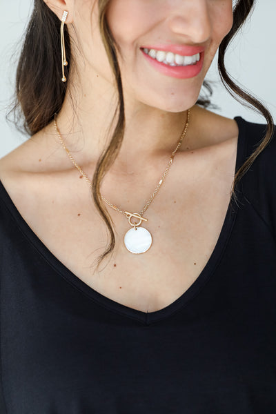 Gold Stone Necklace on model