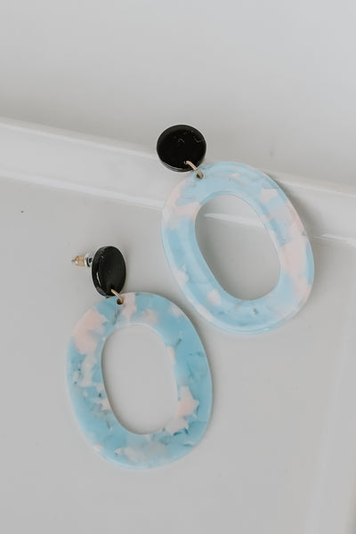 Acrylic Statement Earrings in light blue