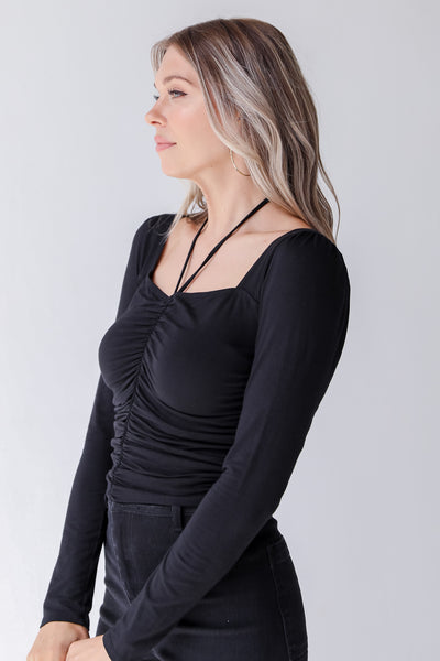 black ruched top side view