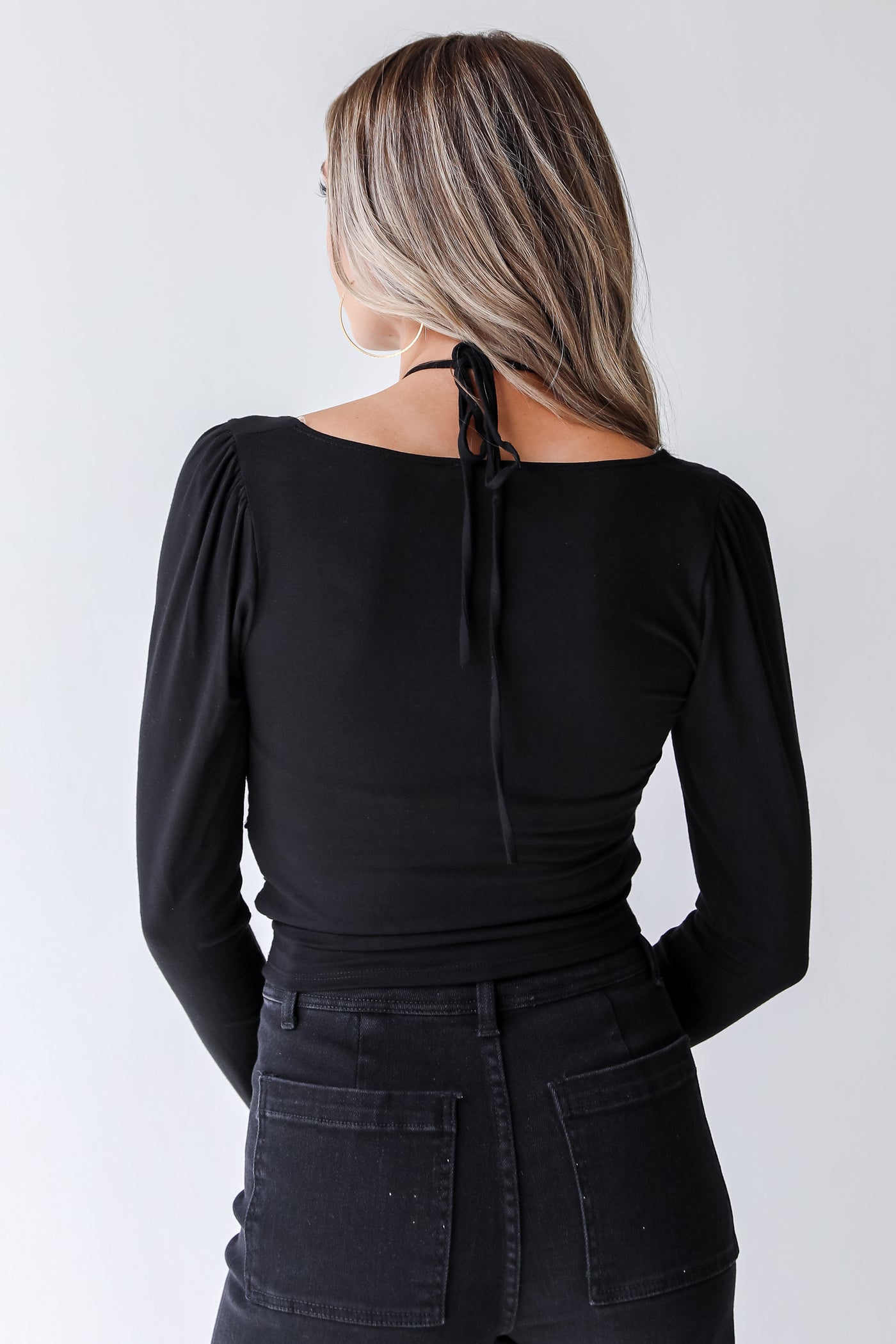black ruched top back view