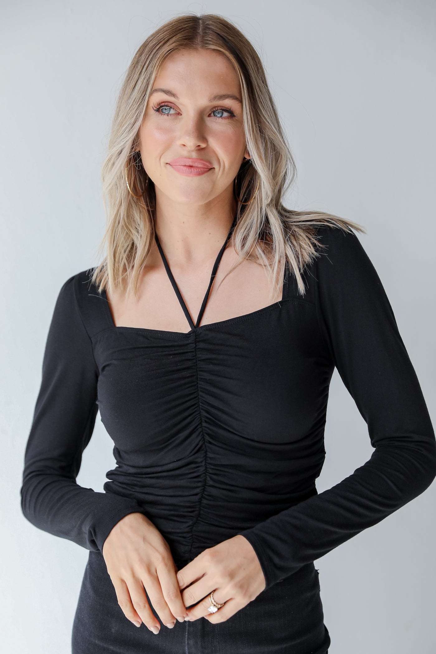 black ruched top