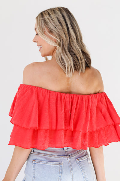 red Crop Top back view