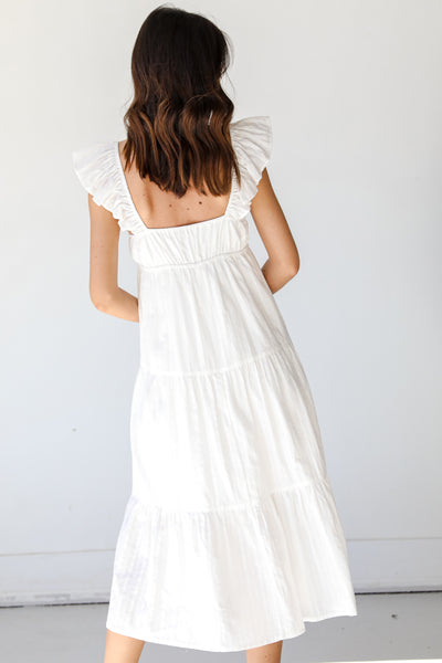 Tiered Midi Dress in white back view