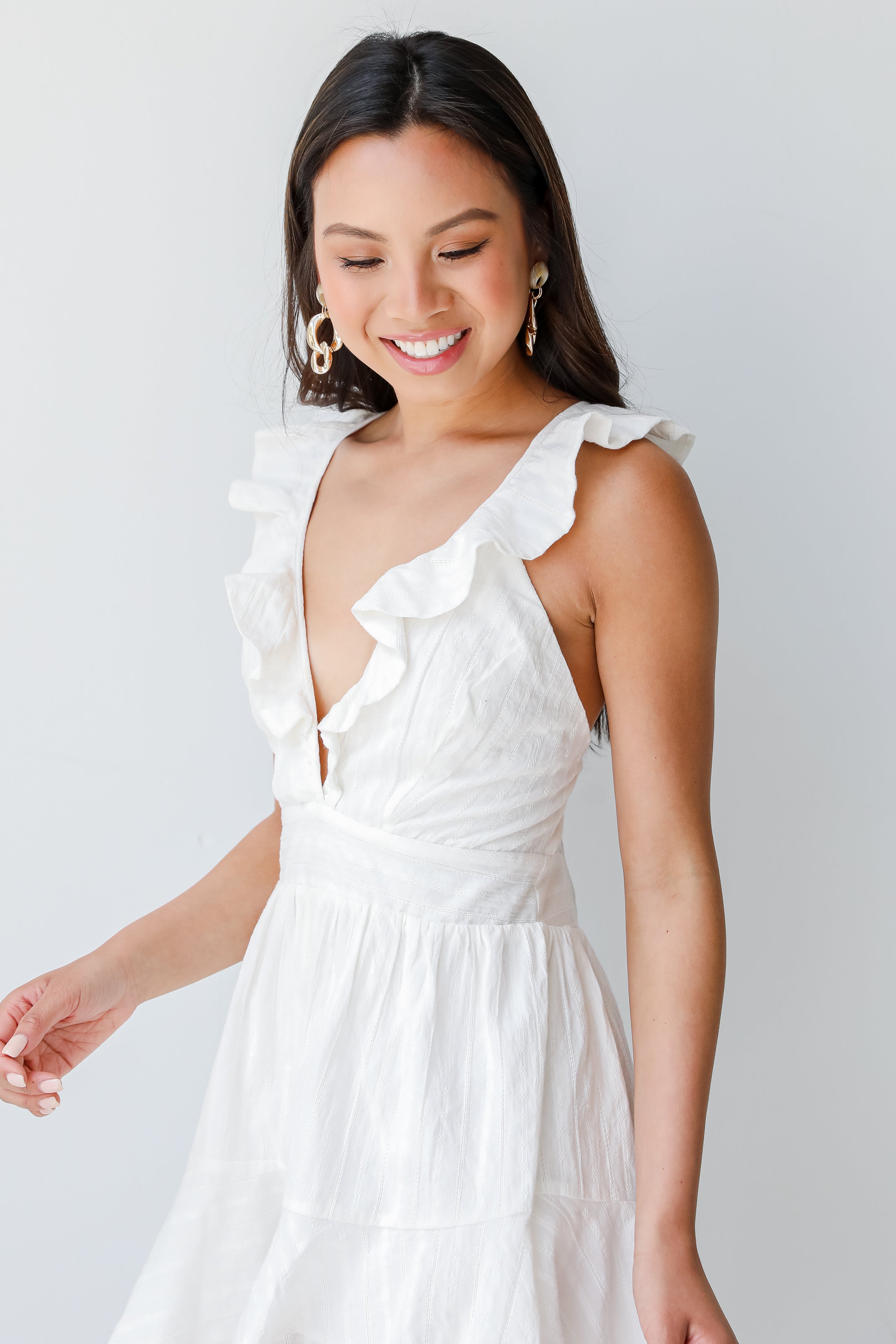 Romper in white side view