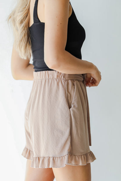 Shorts in mocha side view