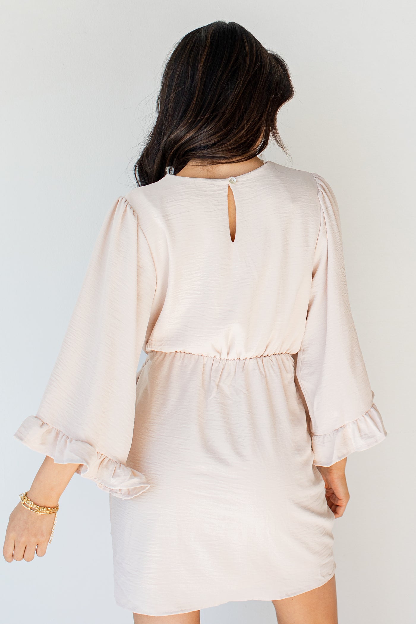 Wrap Dress in ivory back view