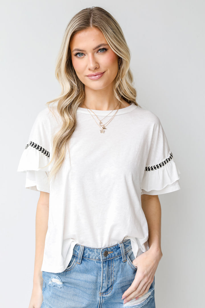 Ruffle Sleeve Top front view