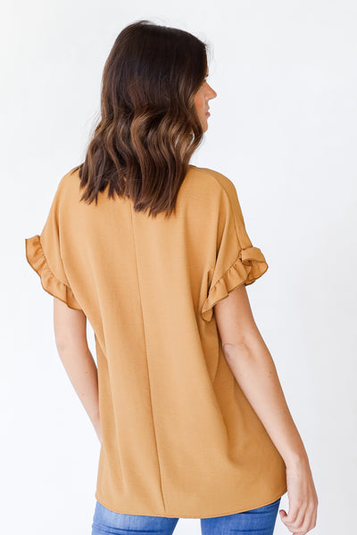 Ruffle Sleeve Blouse in camel back view