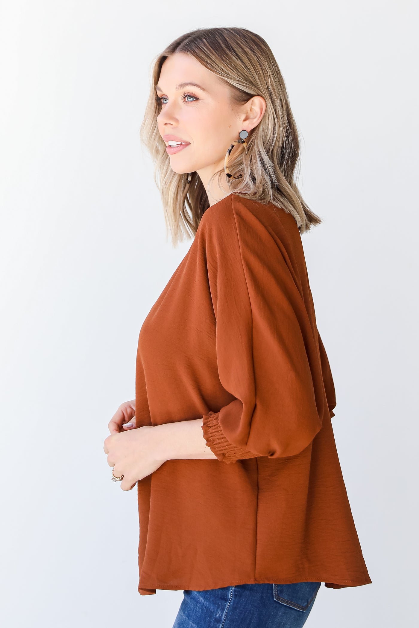 camel Blouse side view