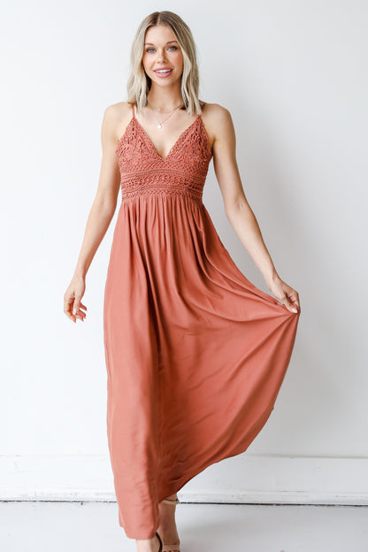 Crochet Maxi Dress on model