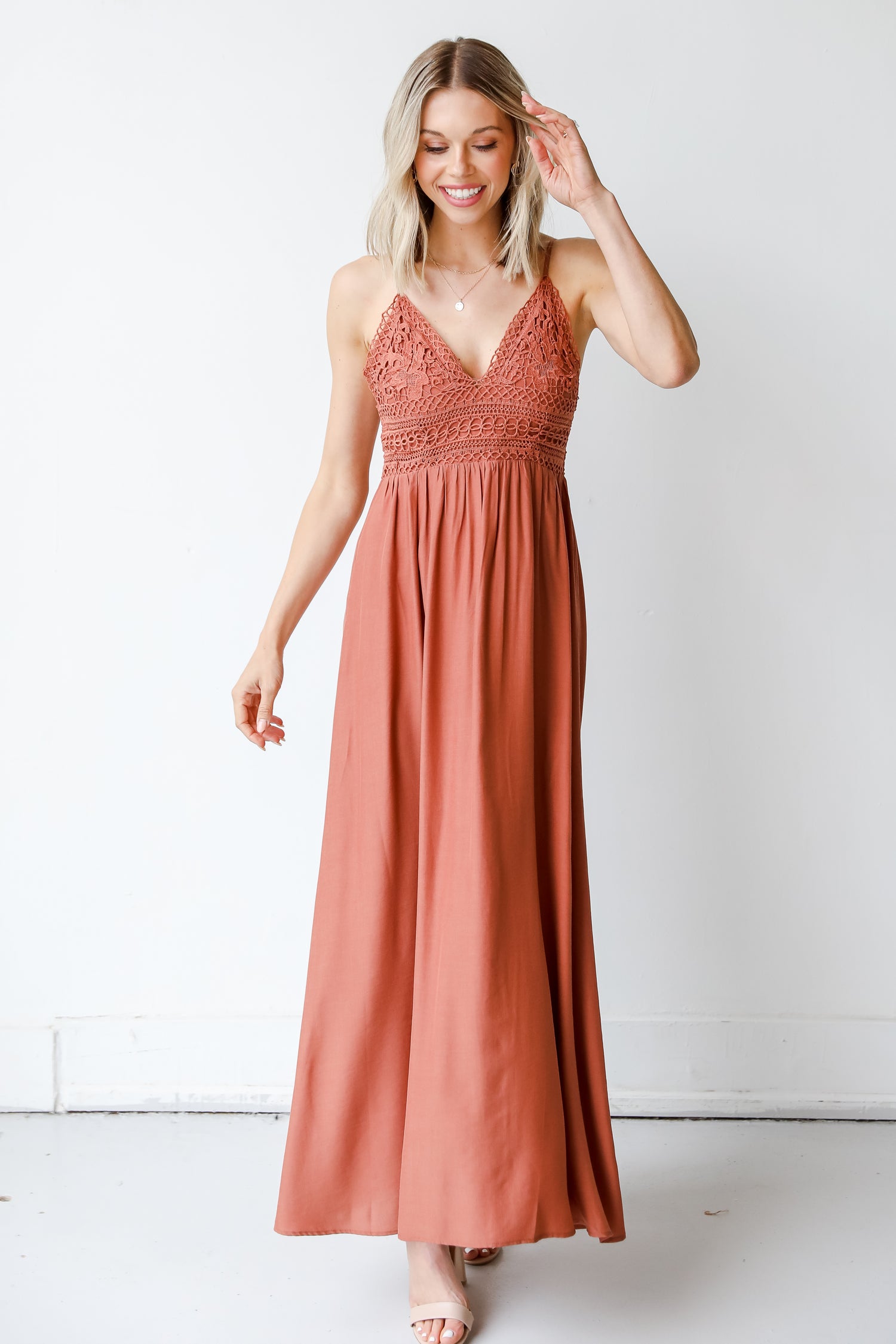 Crochet Maxi Dress front view