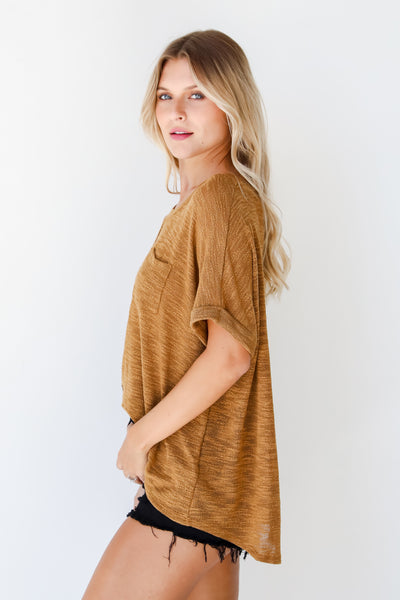 camel Knit Top side view