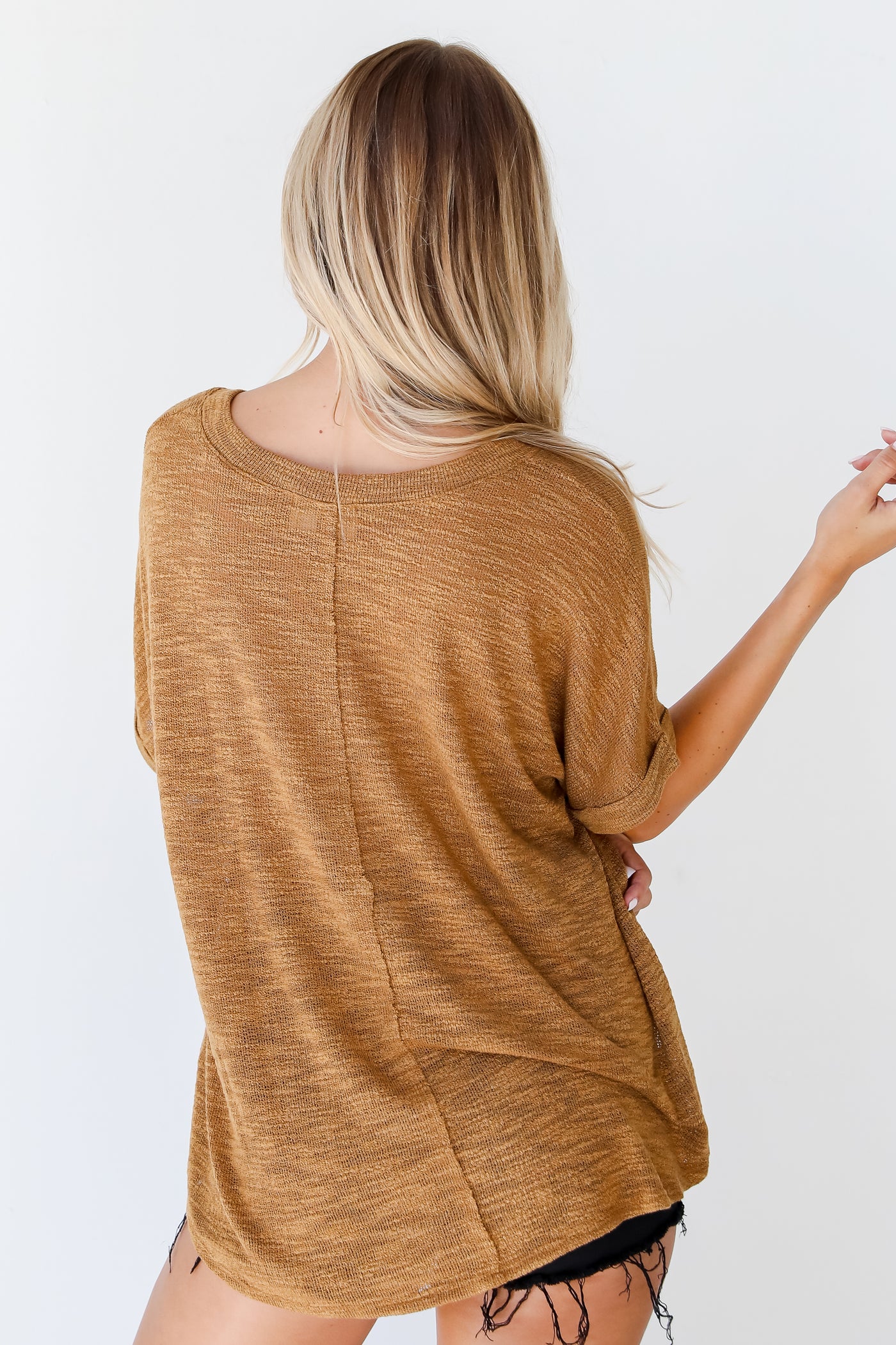 camel Knit Top back view