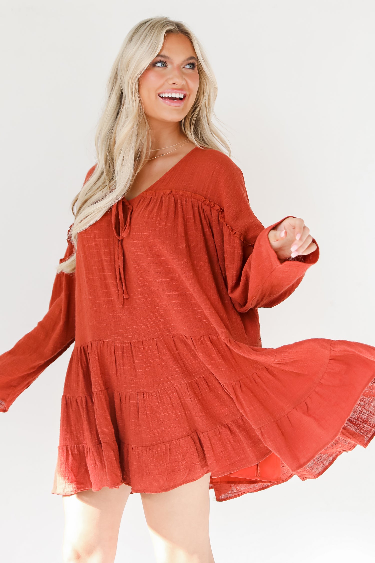 rust Mini Dress side view