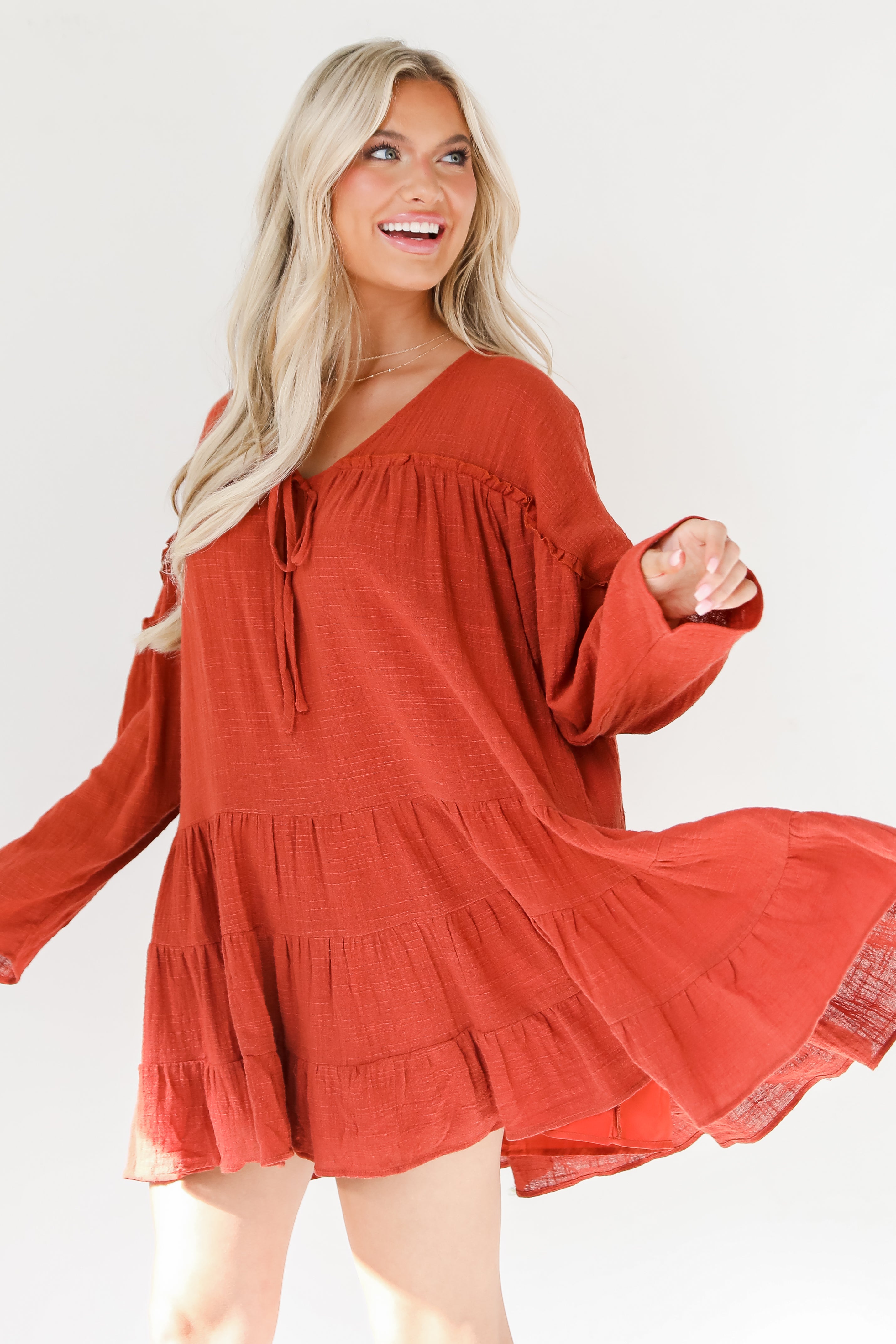 rust Mini Dress side view