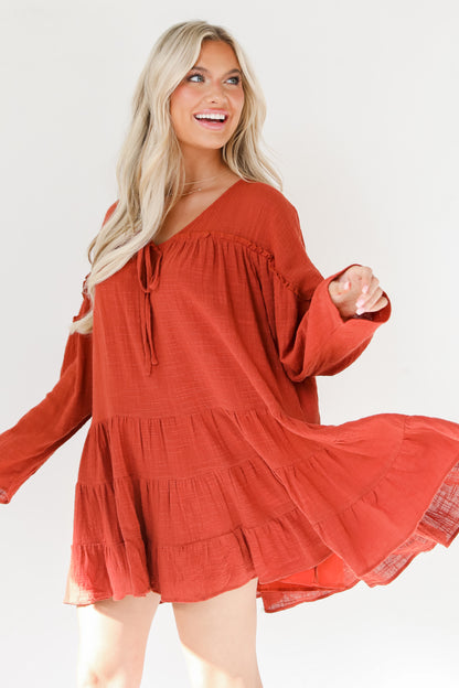 rust Mini Dress side view