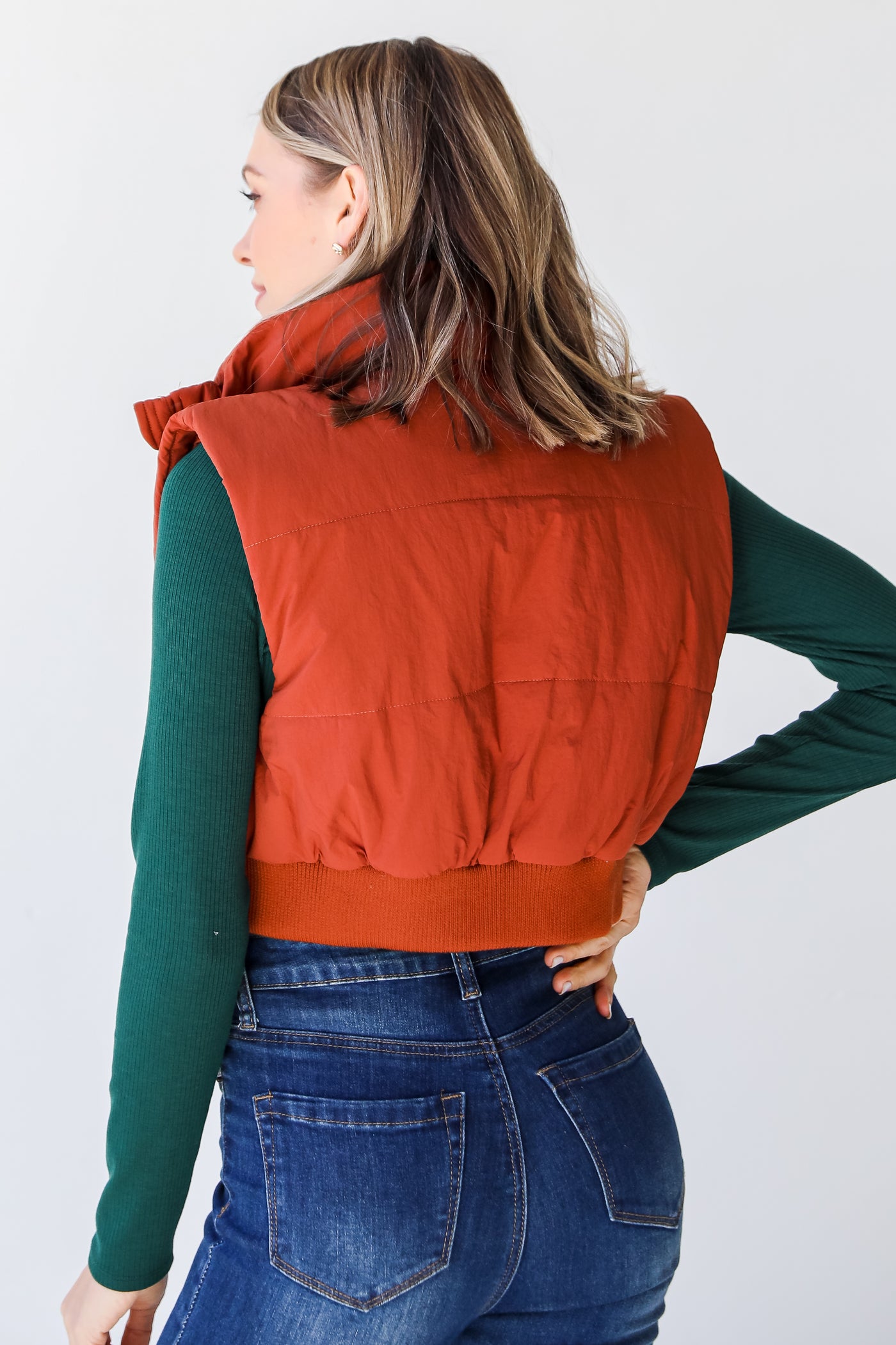 Cropped Puffer Vest back view