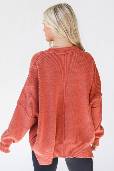 rust oversized Sweater back view