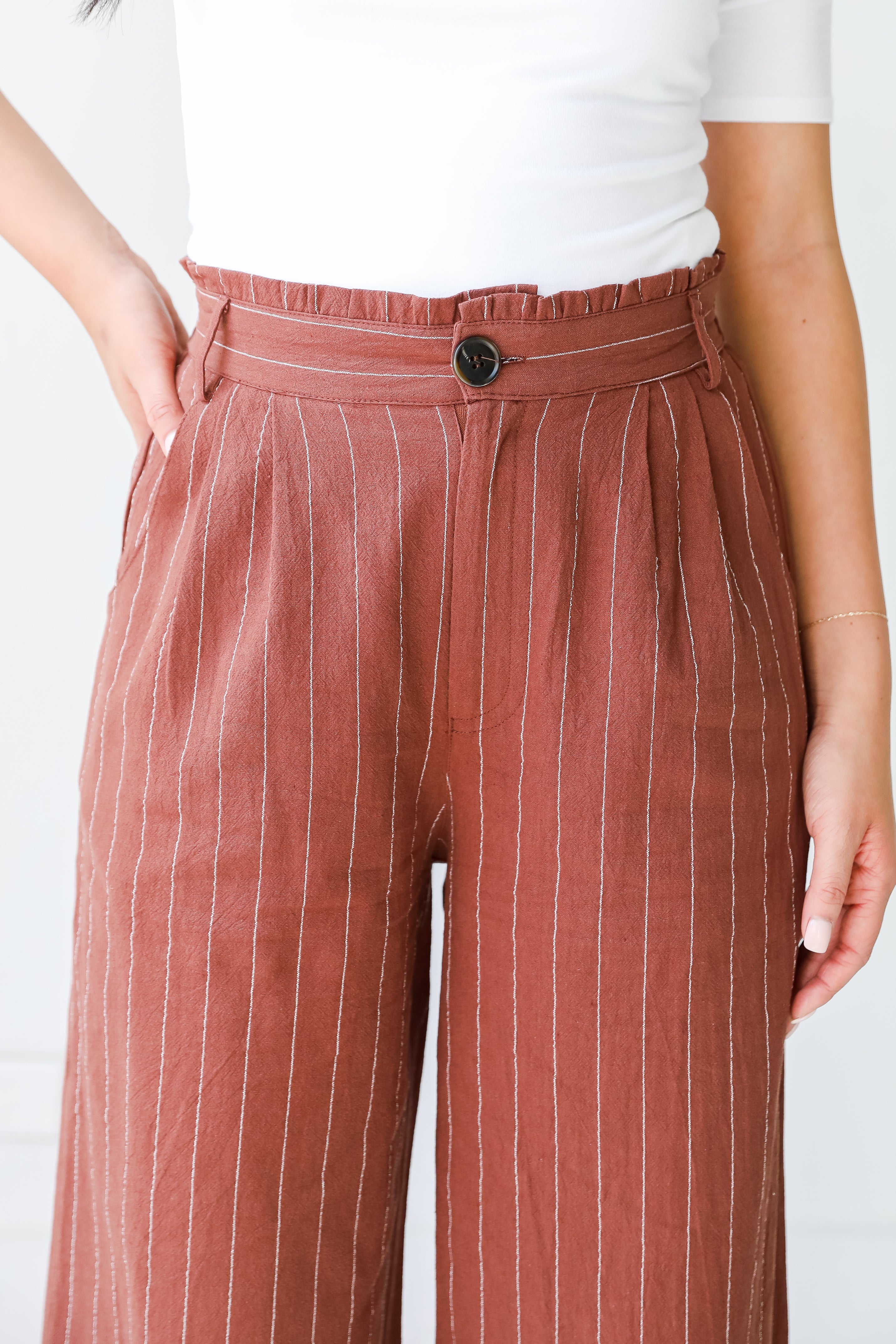 Striped Wide Leg Pants close up