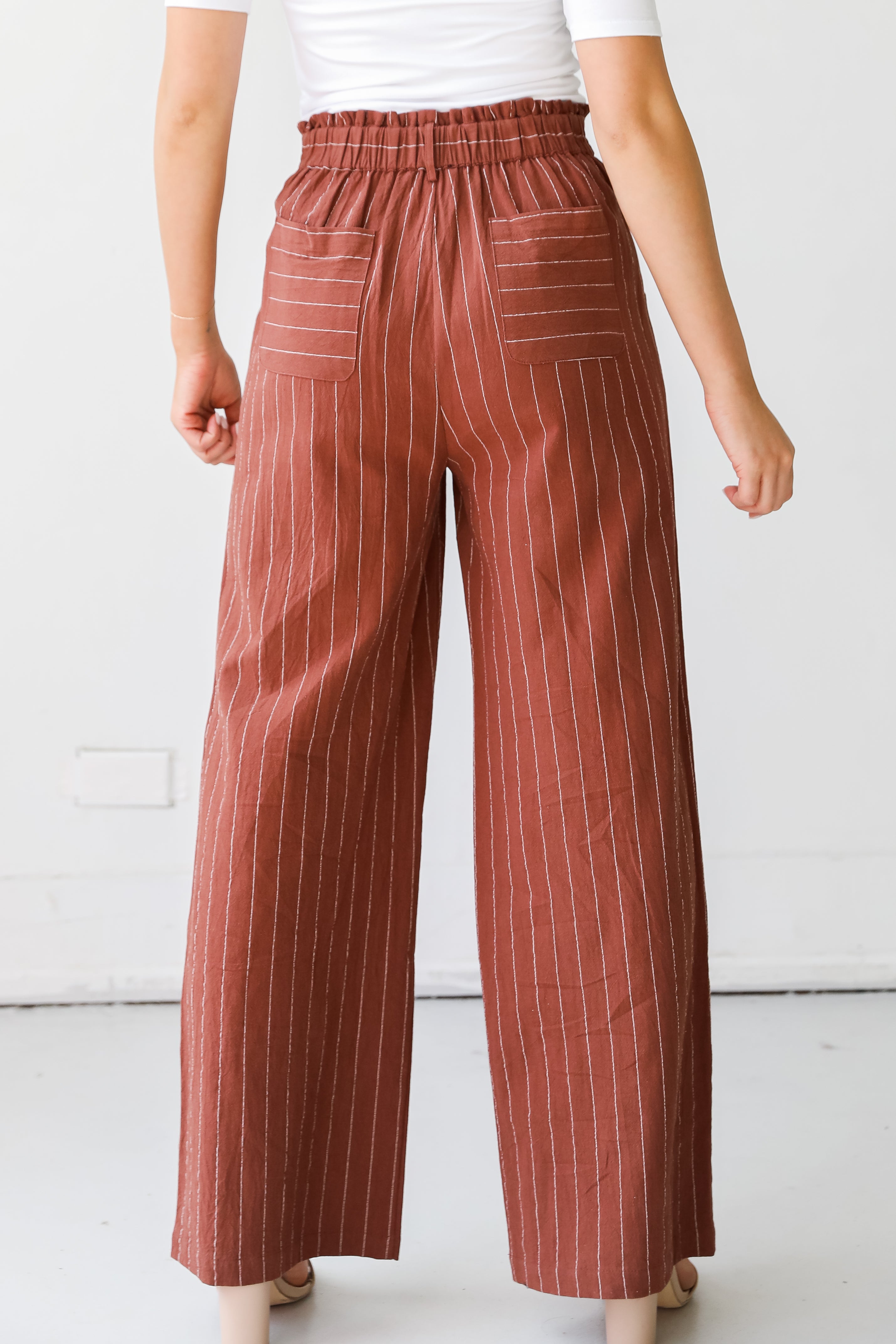 Striped Wide Leg Pants back view