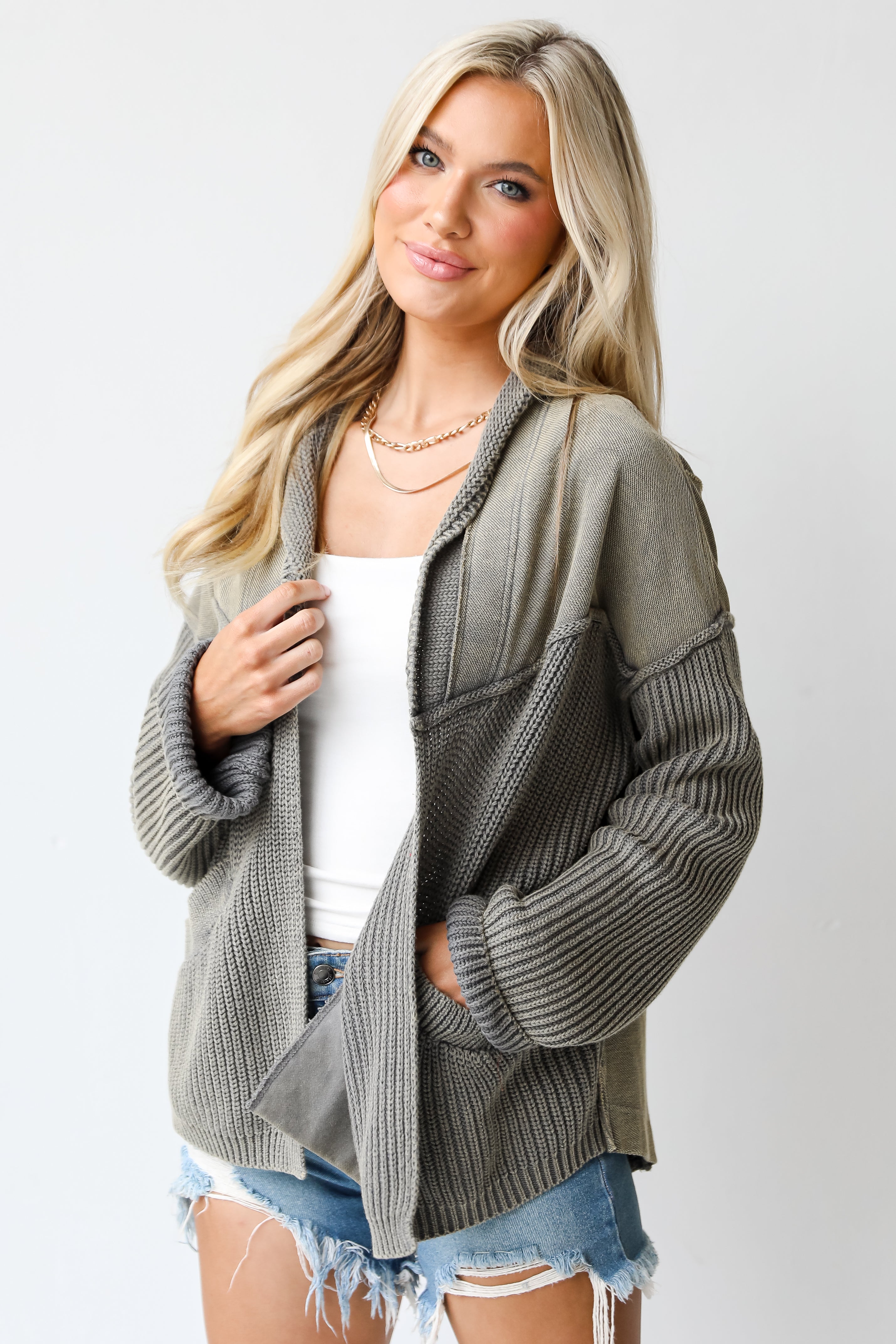 green sweater Cardigan