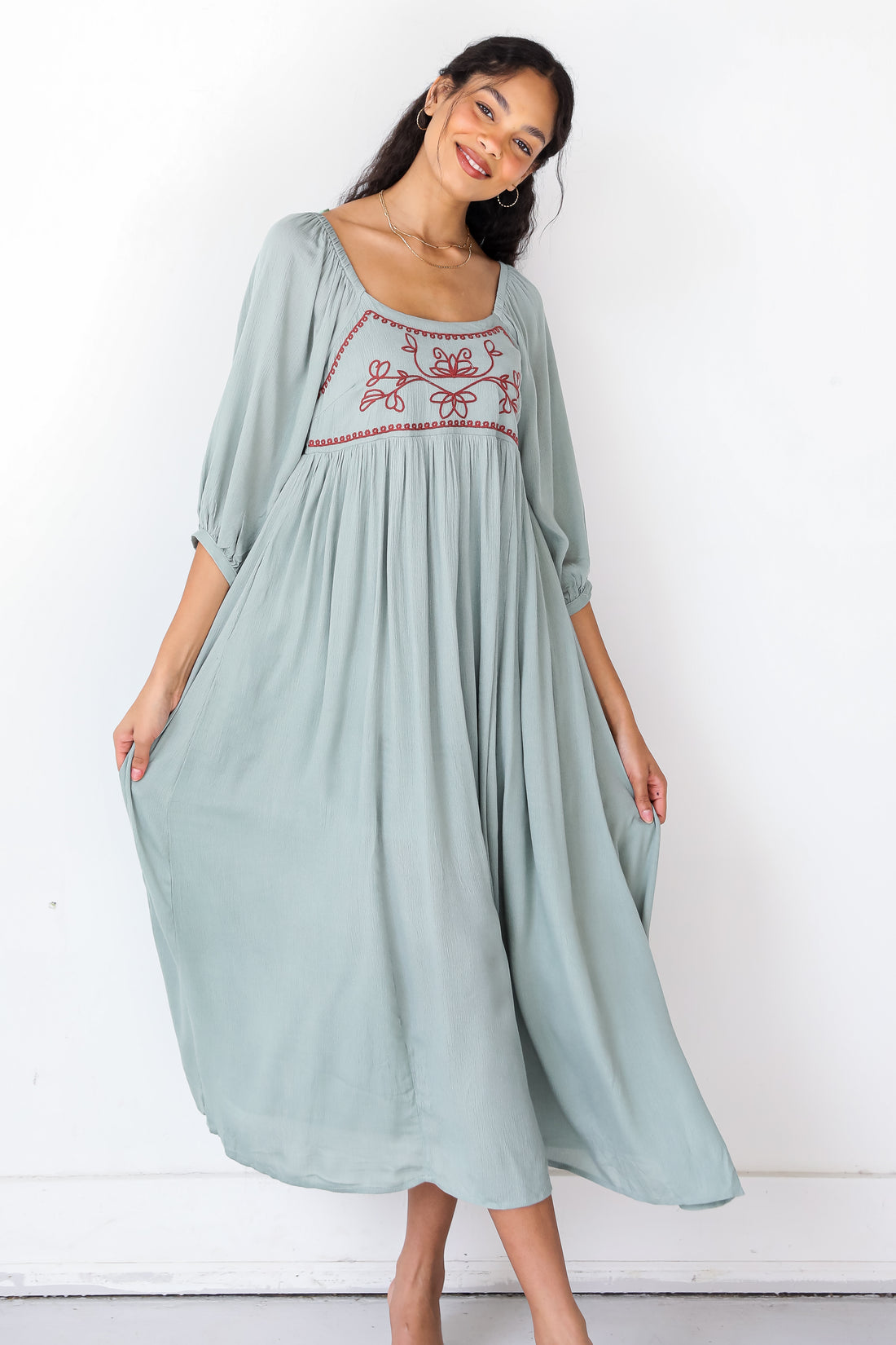 Embroidered Maxi Dress