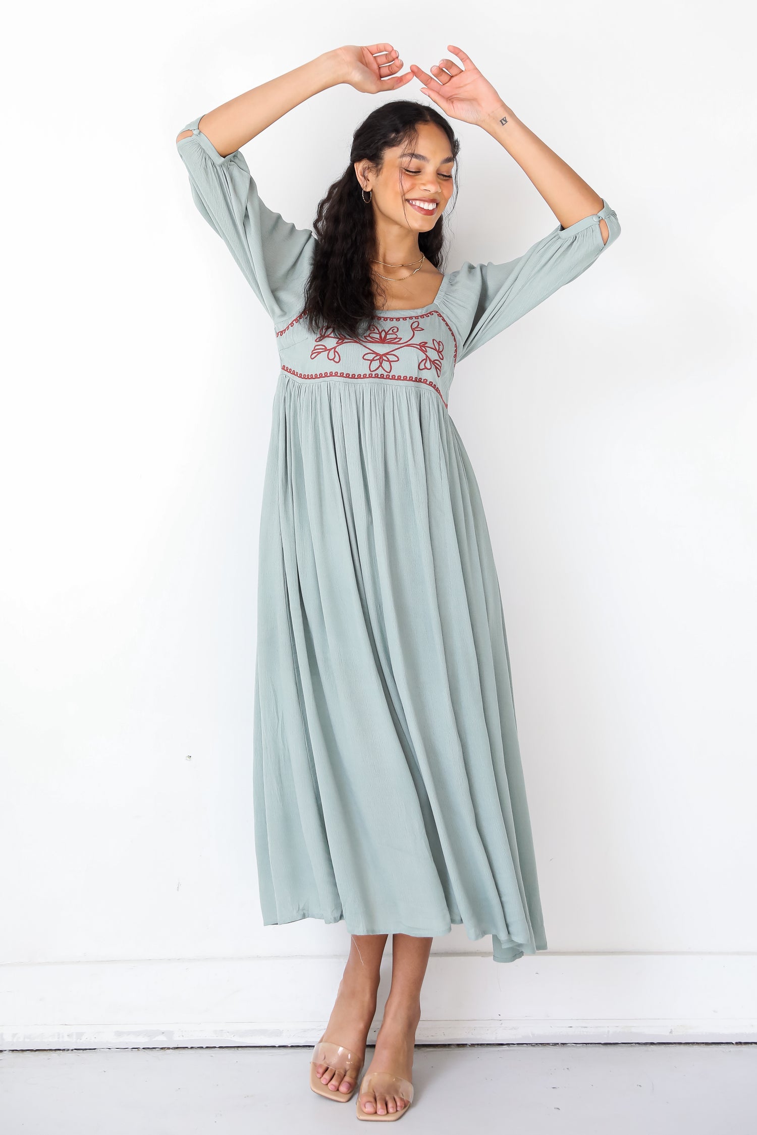 Embroidered Maxi Dress front view