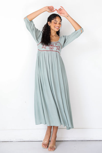 Embroidered Maxi Dress front view