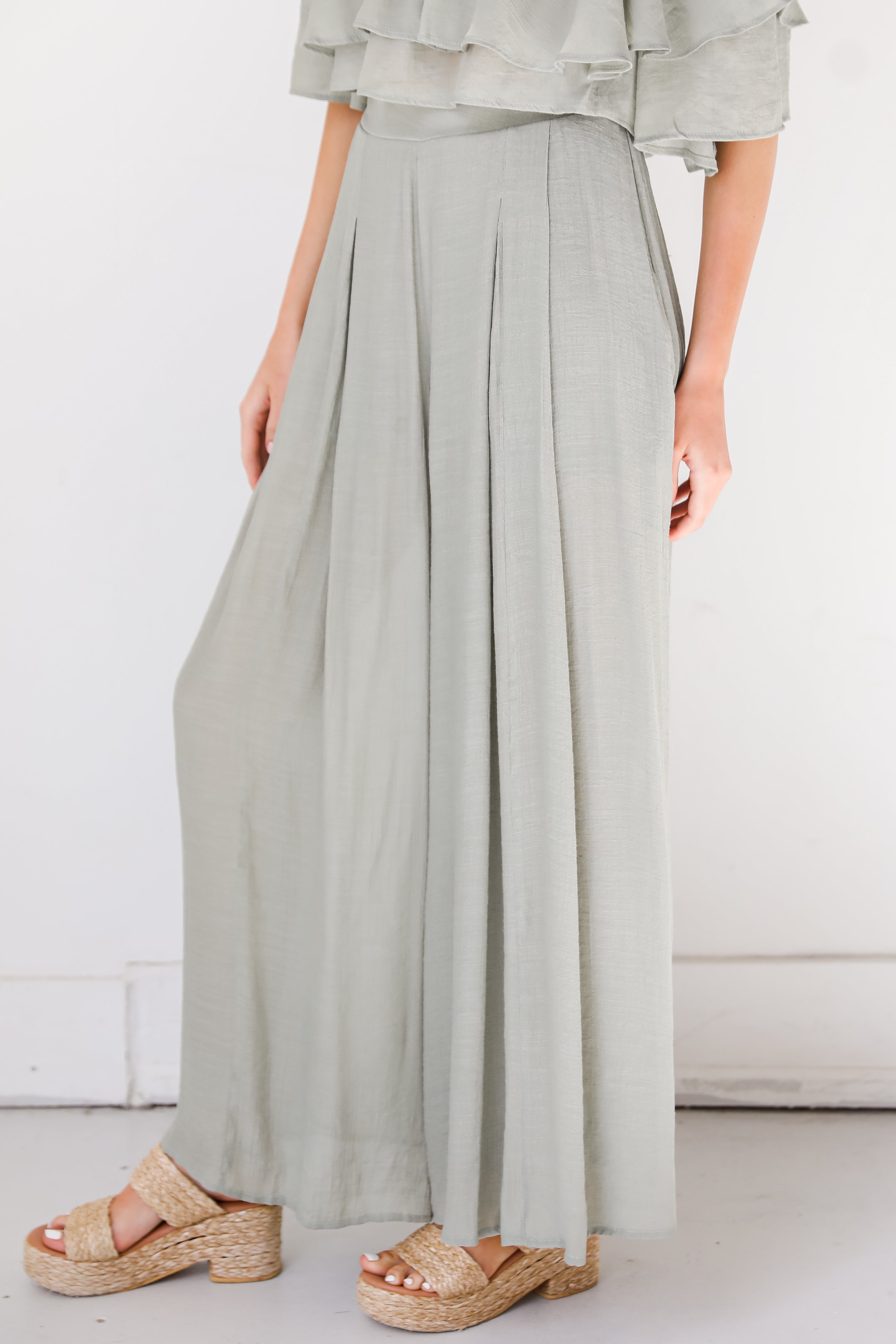 sage Wide Leg Pants side view