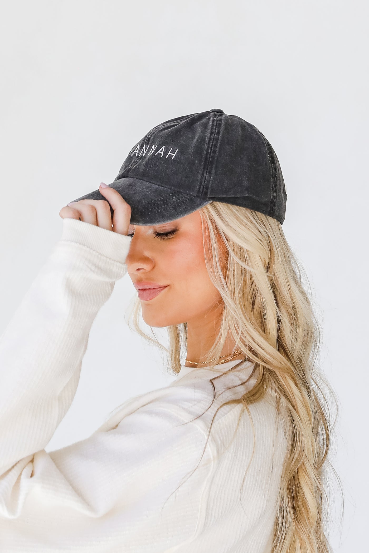 Savannah Embroidered Hat in black side view